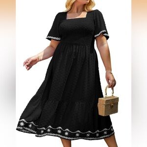 Elegant Black Smocked Dress